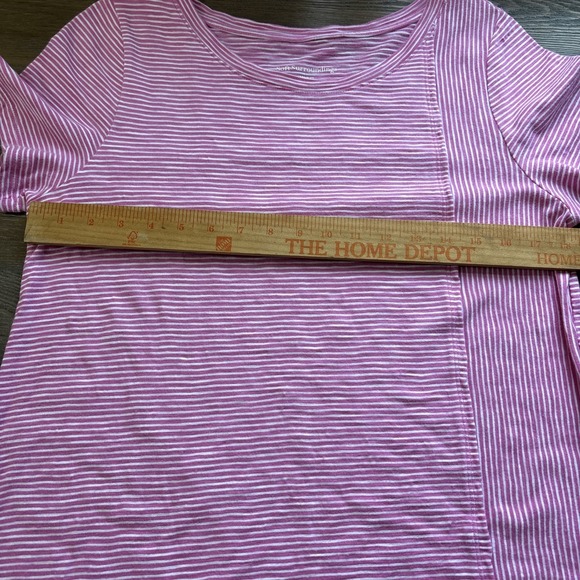 Soft Surroundings M Cotton Tunic Pink White Stripe Stretch Short Sleeve - Picture 8 of 10